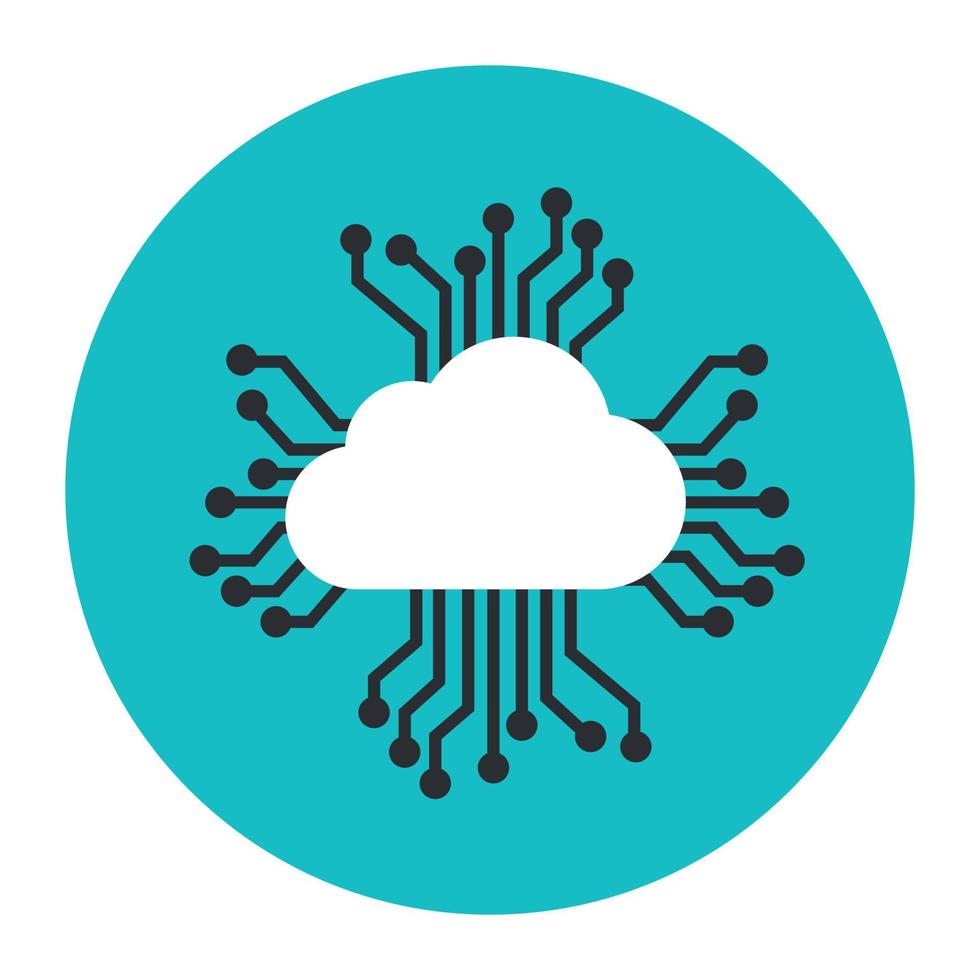Cloud network, flat rounded icon of cloud hosting vector