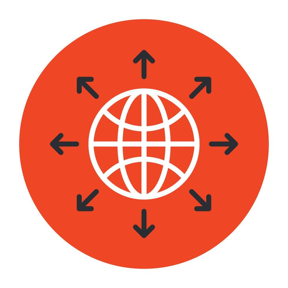 Global network icon, flat vector