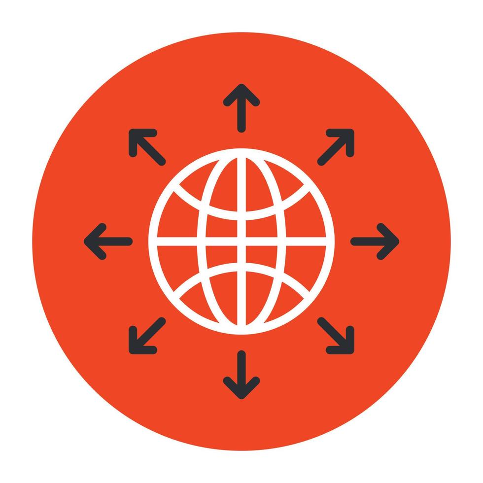 Global network icon, flat vector