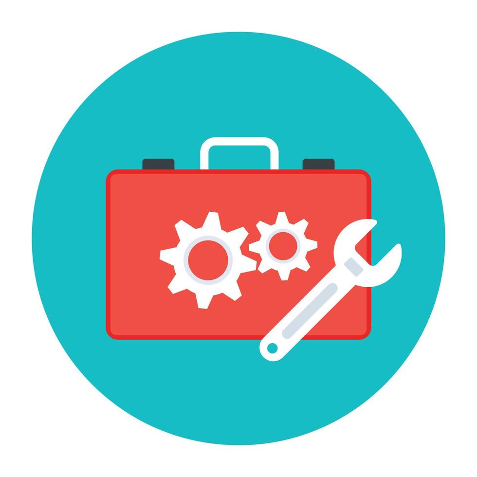 Tools kit vector, icon of tools box with spanner vector