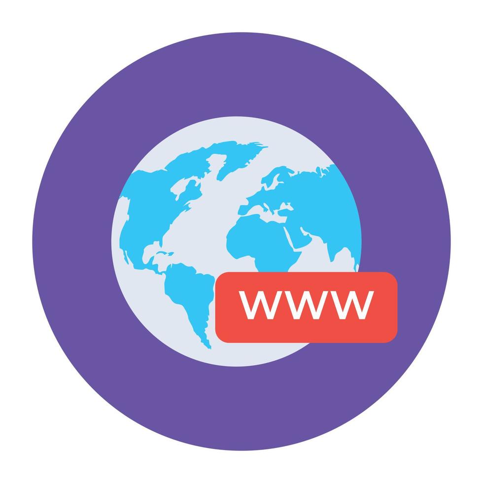 World wide web icon, flat rounded vector