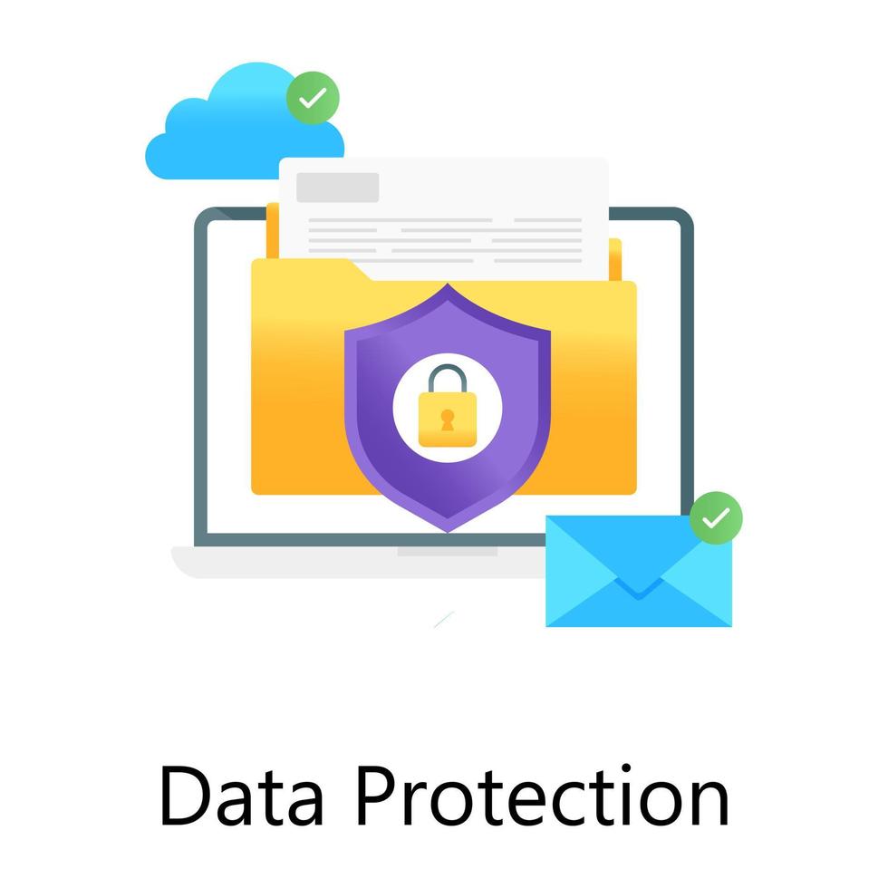 A modern gradient concept icon of data protection, locked folder with data storage concept vector