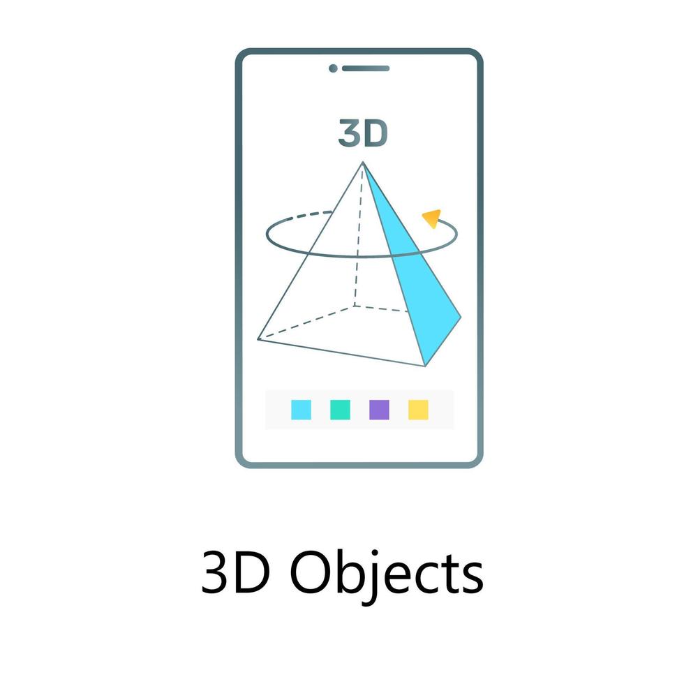 Augmented reality inside mobile, flat gradient vector of 3d object