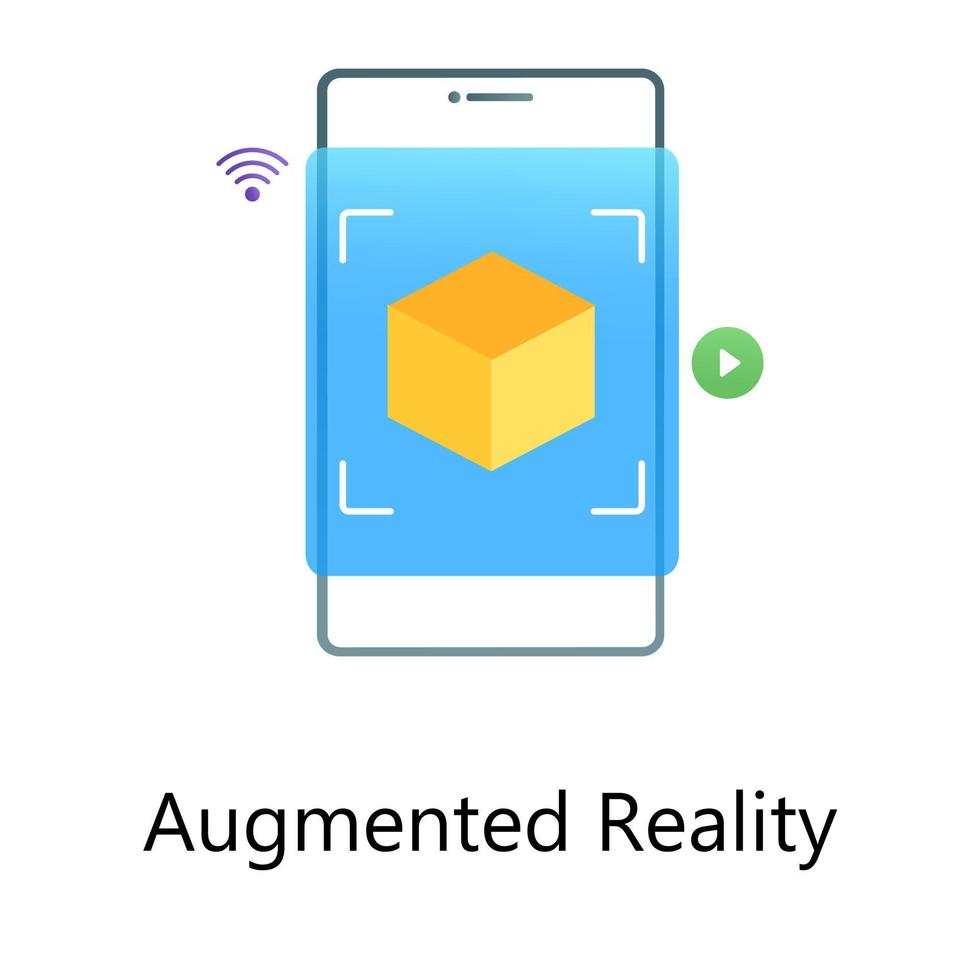 Vector design of 3d modeling inside mobile, augmented reality vector in flat style