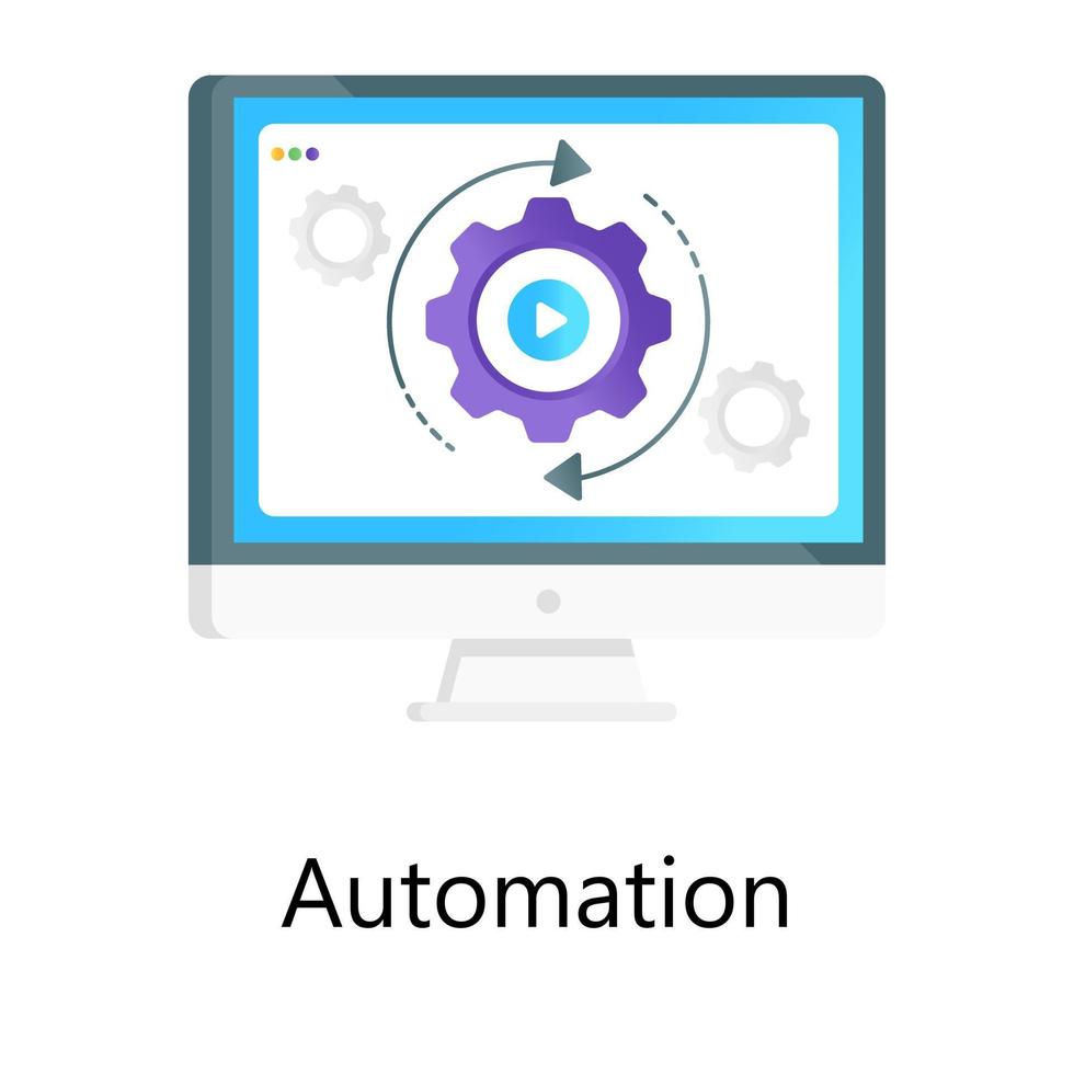 Gear surrounded arrows, automation vector in flat gradient design