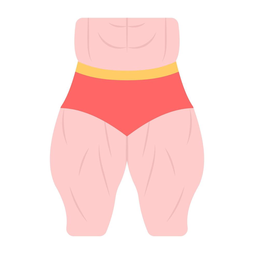 Upper legs, flat vector of bodybuilder