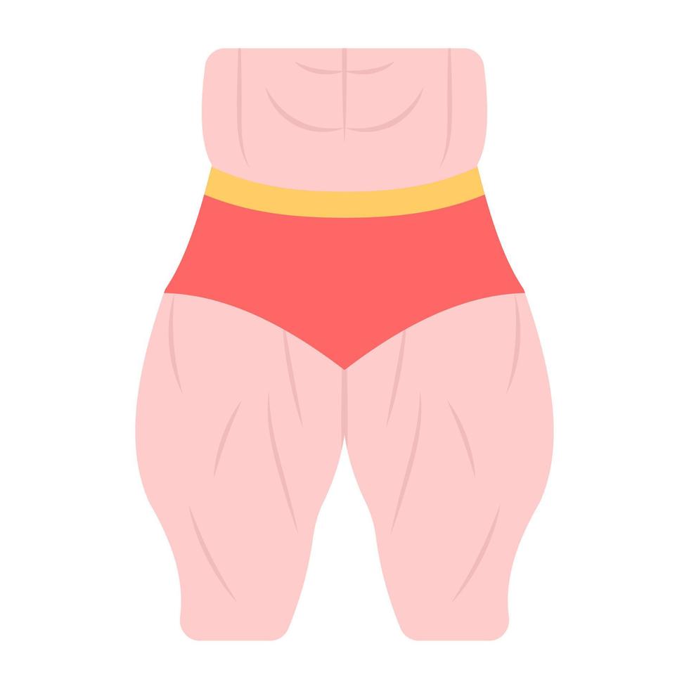 Upper legs, flat vector of bodybuilder