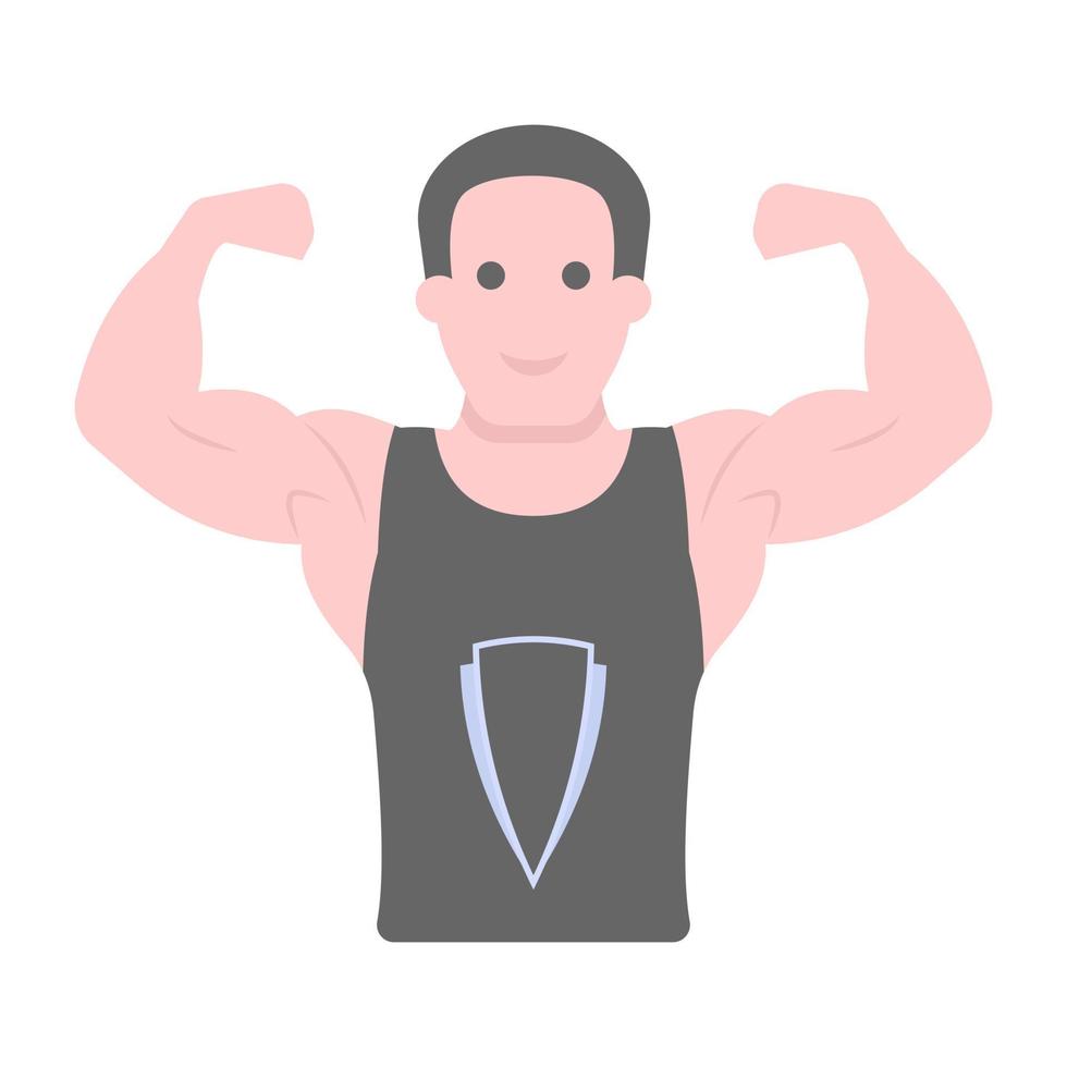 Flexing arm flat vector showing bodybuilder bicep