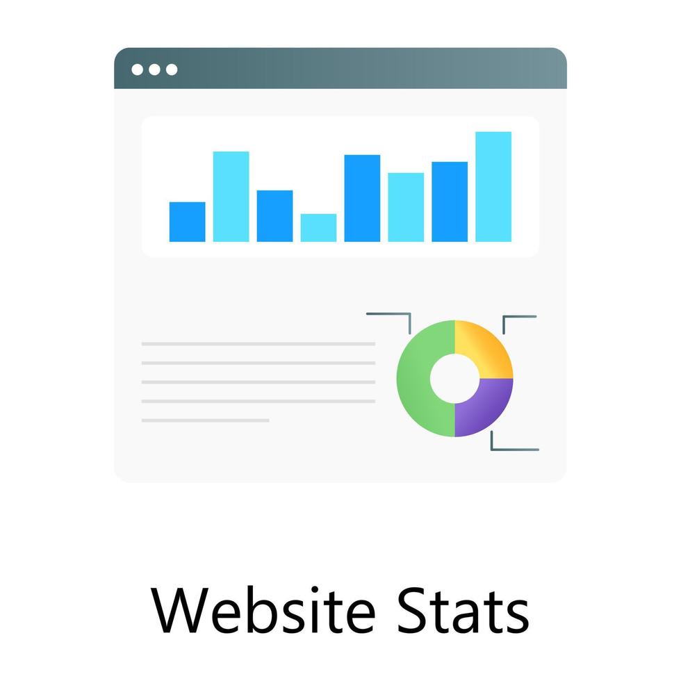 Data report inside web, website stats flat  gradient icon vector