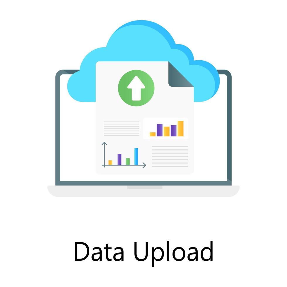 nube con gráfico de datos y flecha hacia arriba, icono de gradiente de carga de datos vector