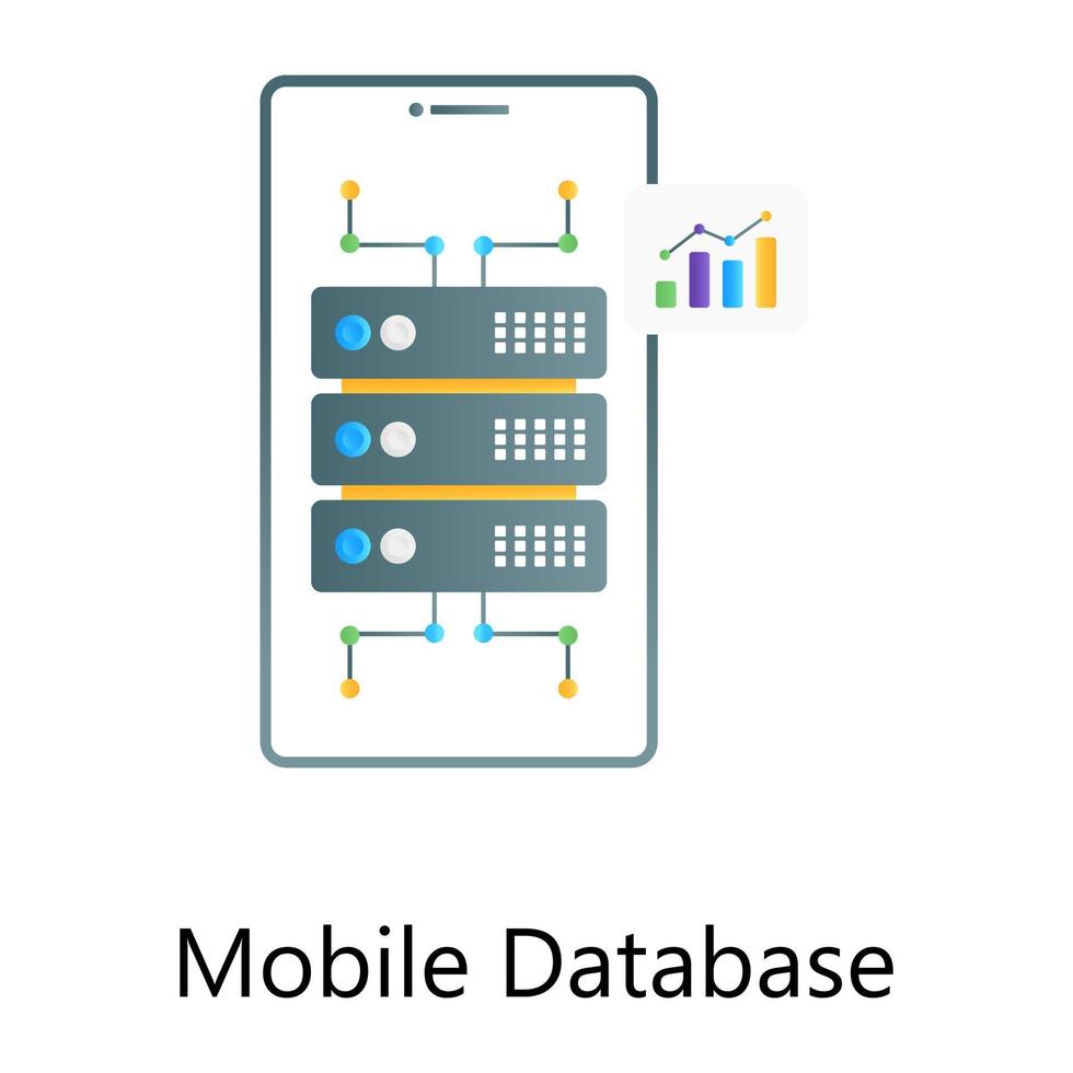 Conceptual gradient concept icon of mobile database vector