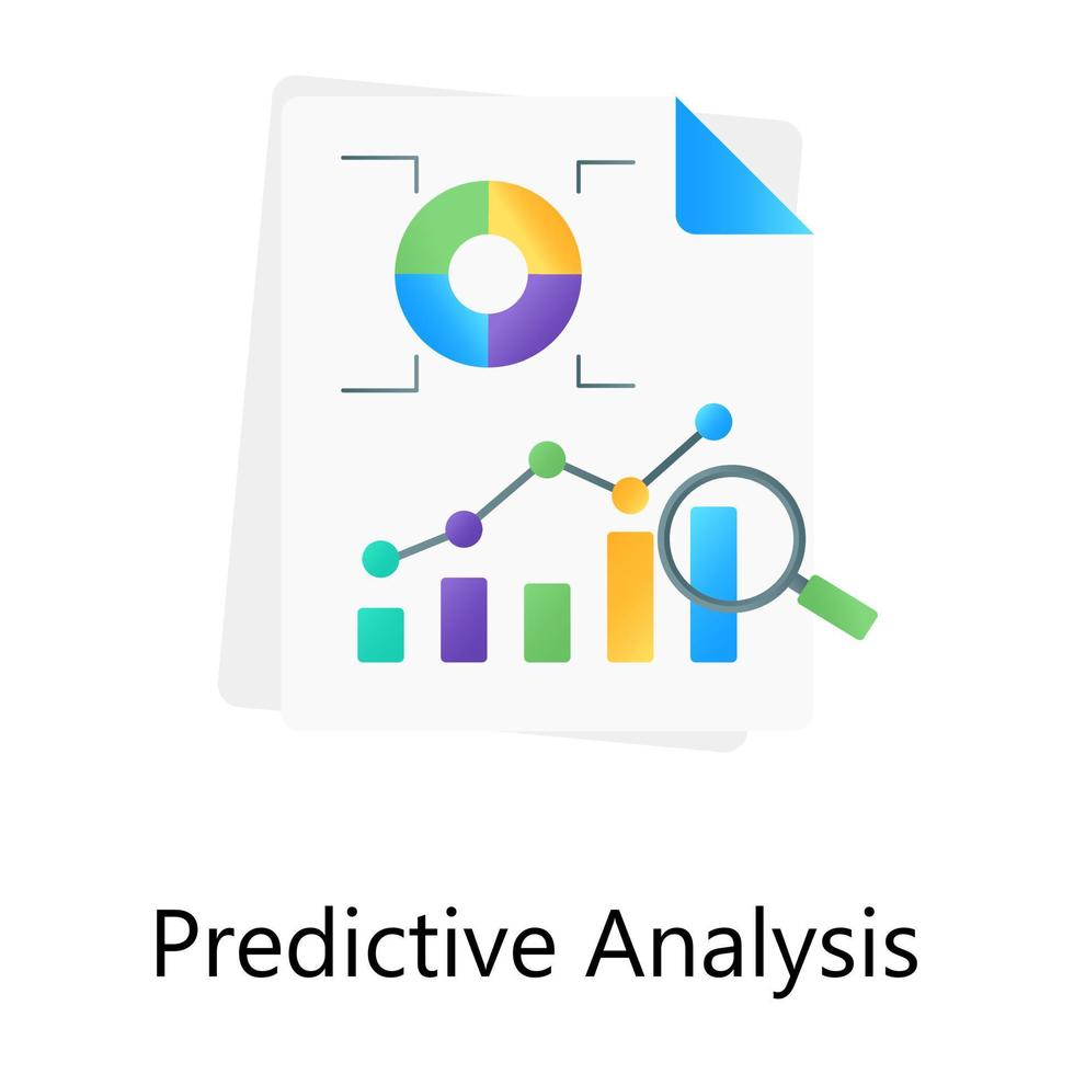 icono de gradiente plano de análisis predictivo, vector editable