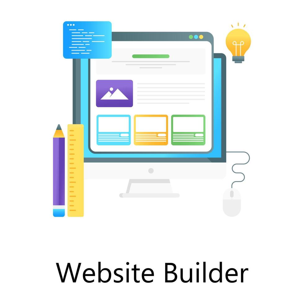 contenido web en un icono conceptual degradado que muestra el creador de sitios web vector