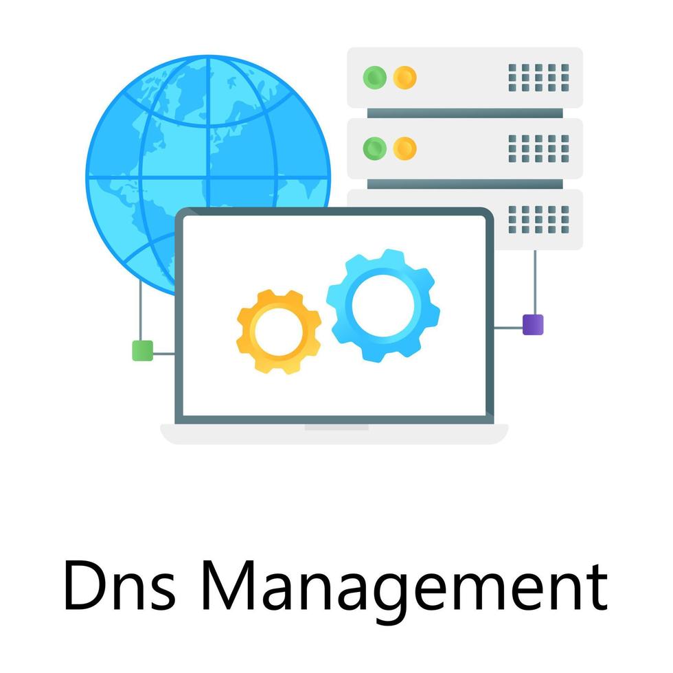 Flat gradient conceptual icon of dns management in editable graphic visual vector