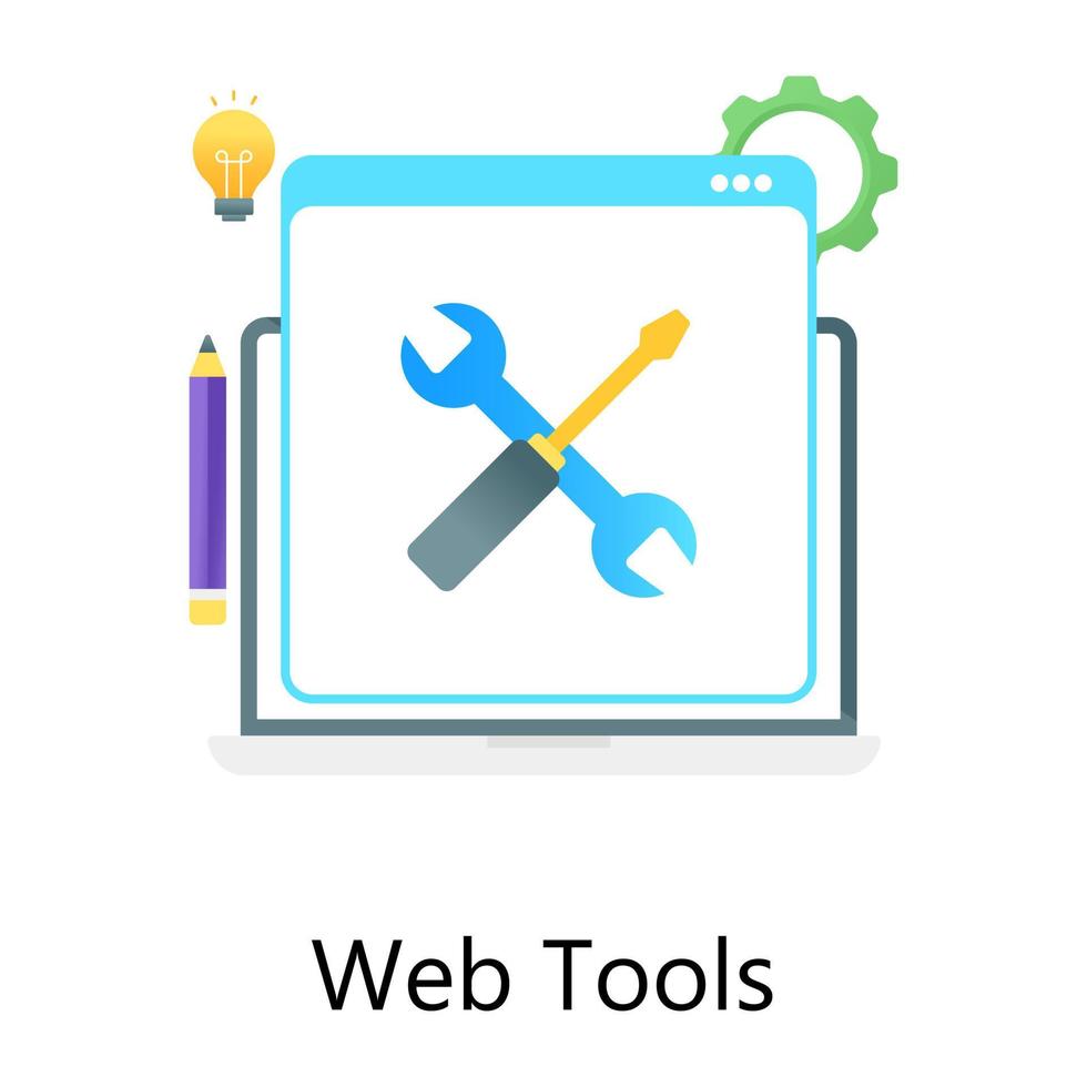 Spanner with screwdriver insider website, web tools gradient concept icon vector
