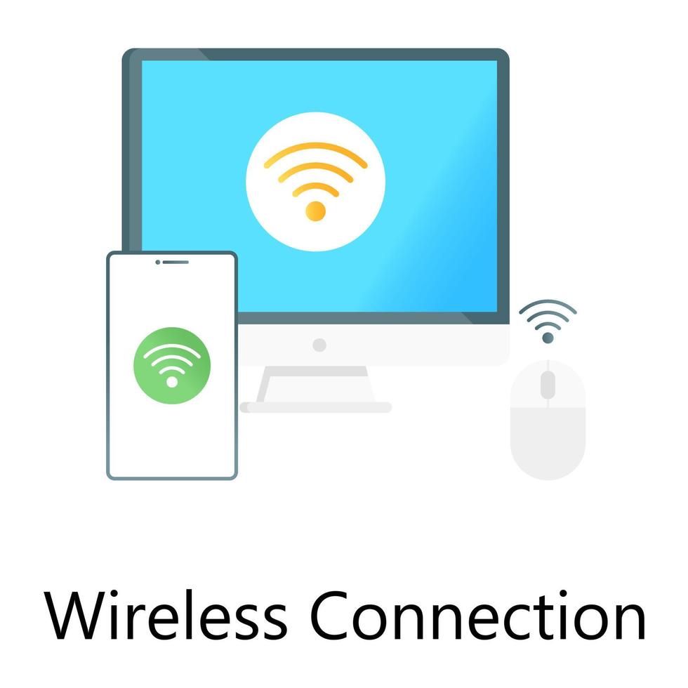 Devices with internet connection showing wireless connection in gradient concept icon vector