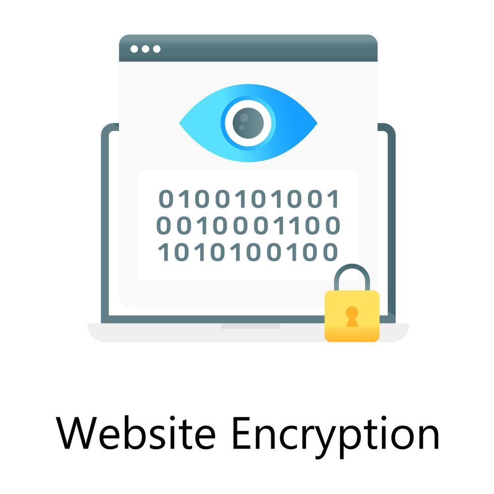 Eye and coding inside webpage denoting gradient concept icon of website encryption vector