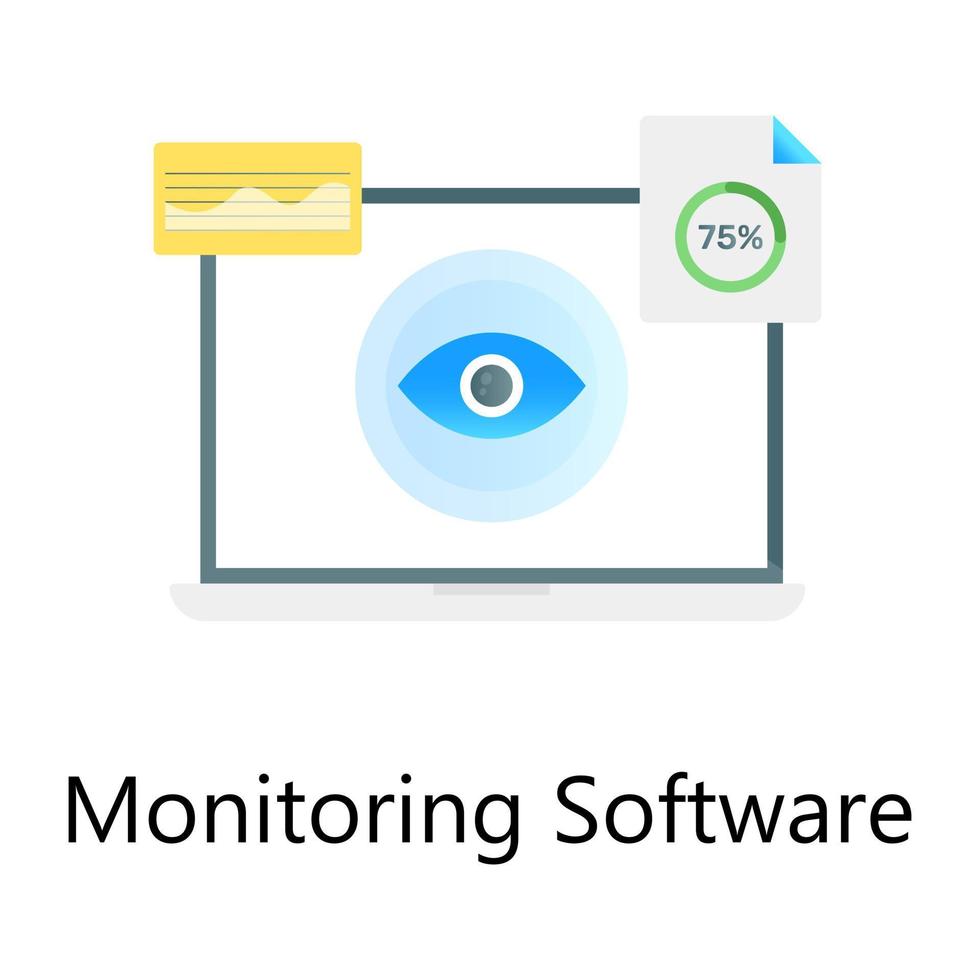 Eye inside system, monitoring software gradient concept icon vector