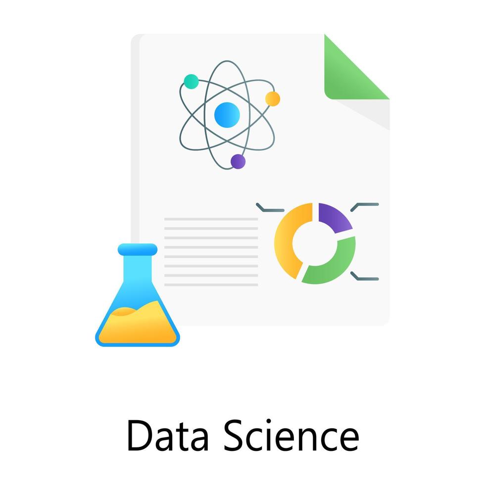 Scientific report with chemical flask, data science gradient concept icon vector