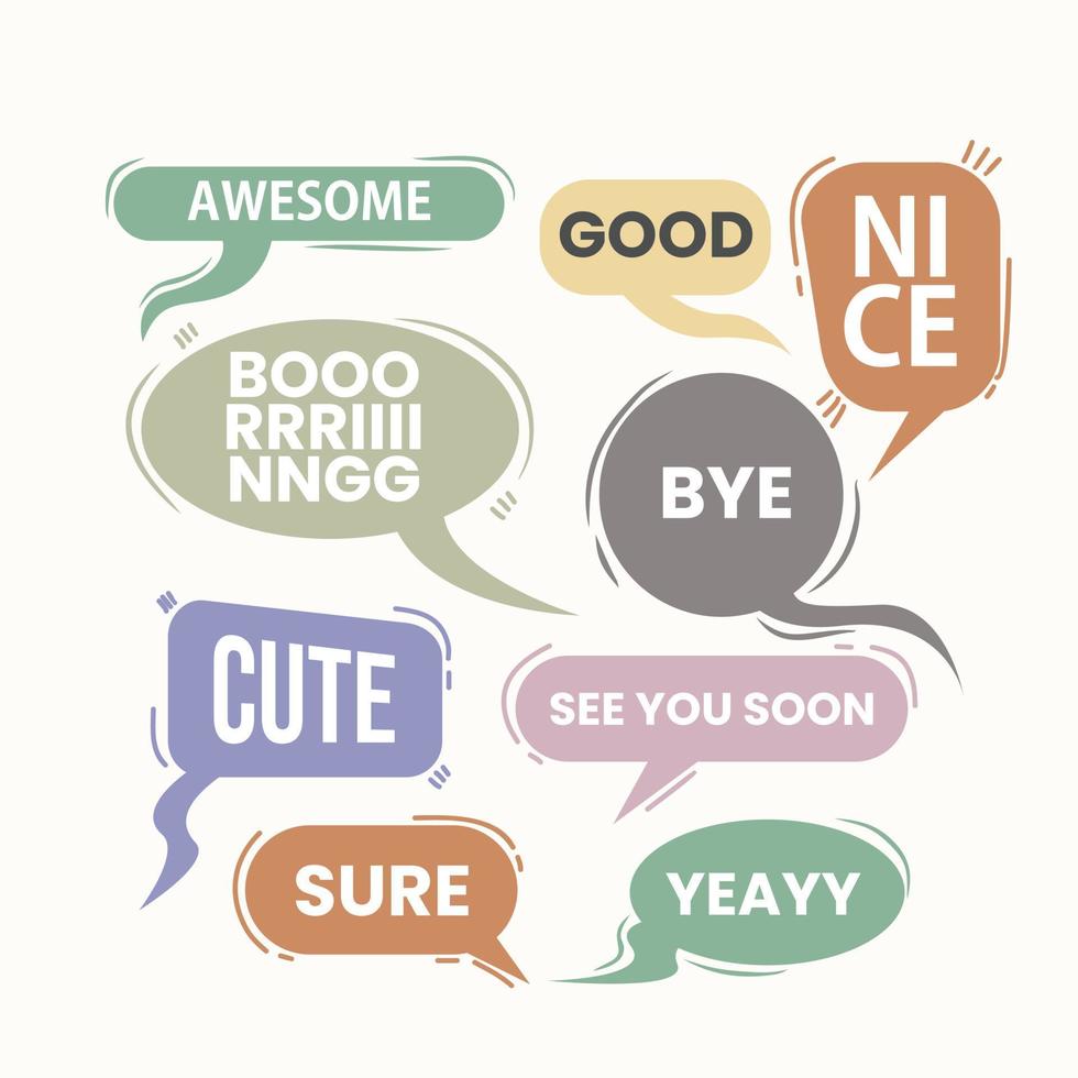 Set of bubbles text cartoon drawing vector