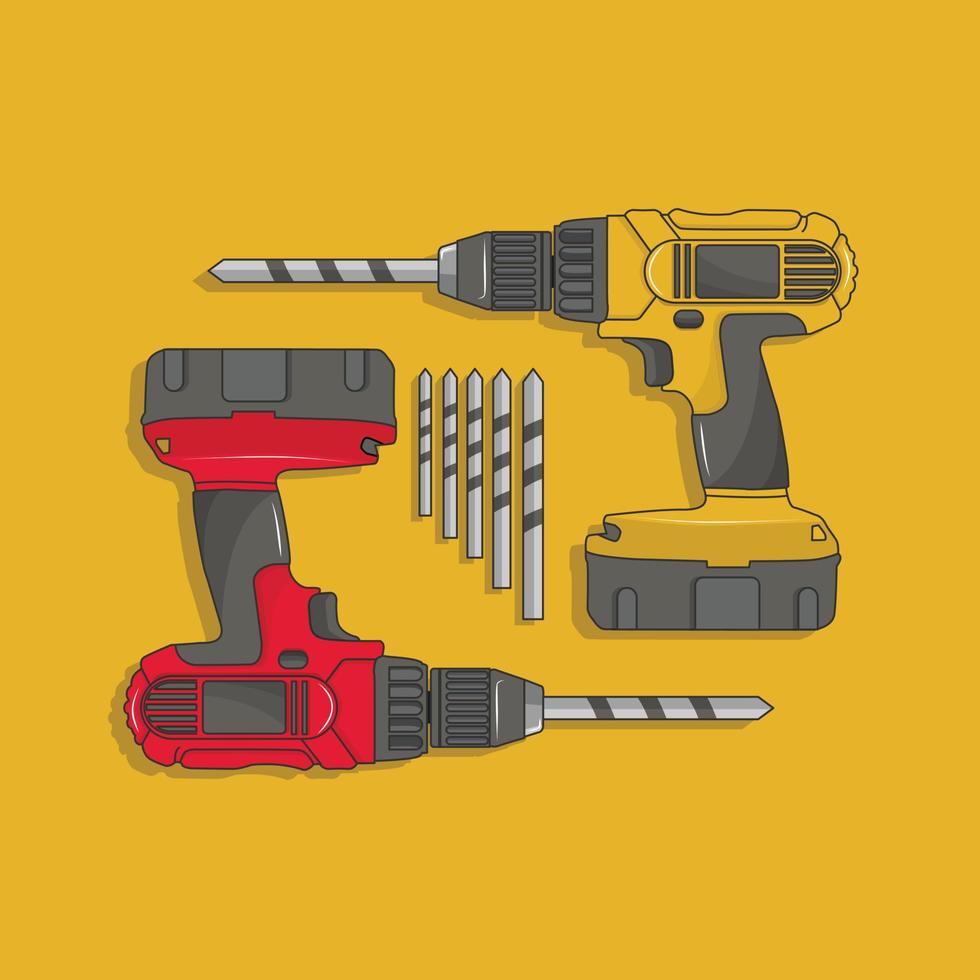 illustration of a drill in cartoon vector drawing