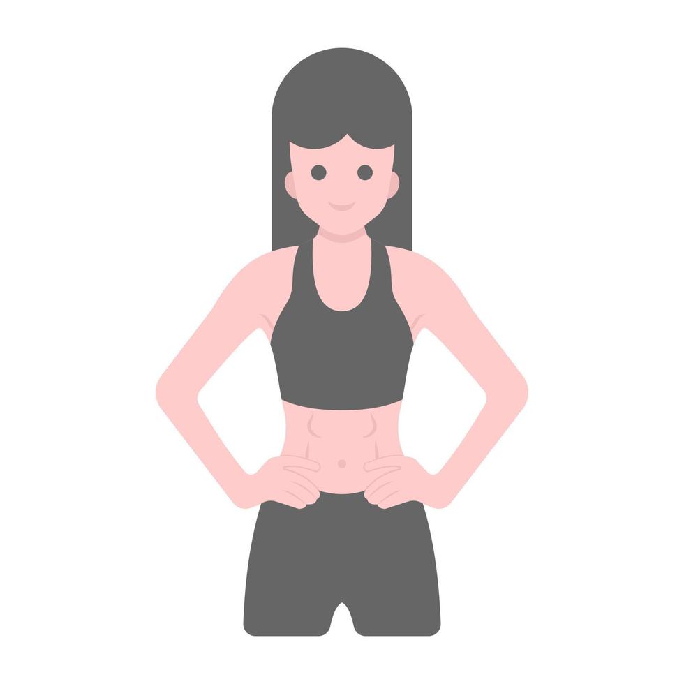 vector plano de mujer deportiva, mostrando avatar femenino