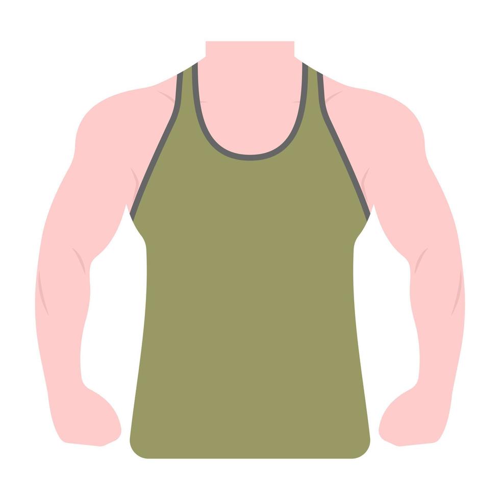 Muscles pose in flat vector showing bodybuilder