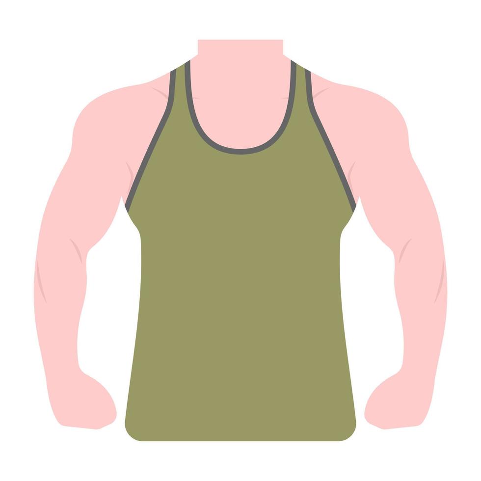 Muscles pose in flat vector showing bodybuilder