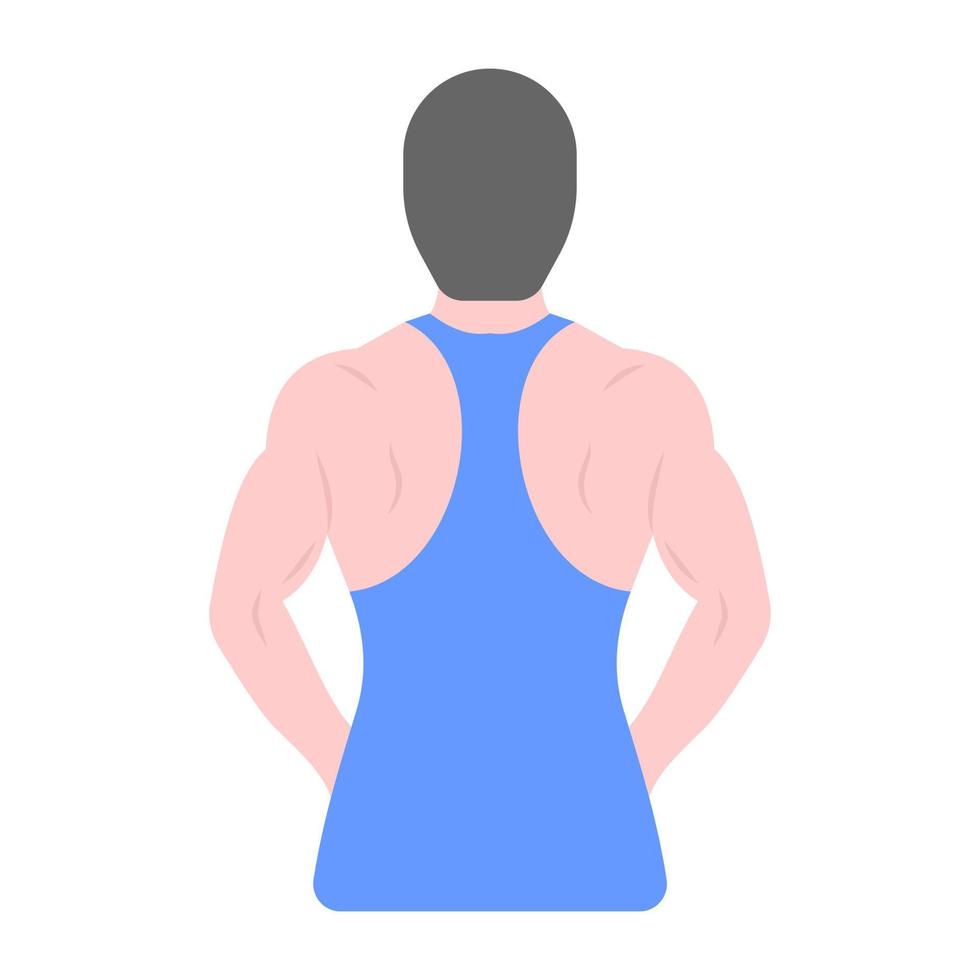 Muscles pose in flat vector showing bodybuilder