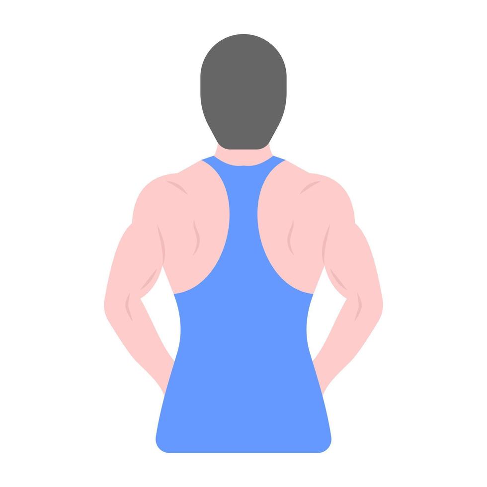 Muscles pose in flat vector showing bodybuilder