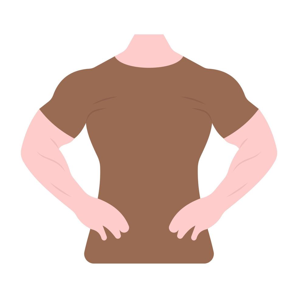Muscles pose in flat vector showing bodybuilder