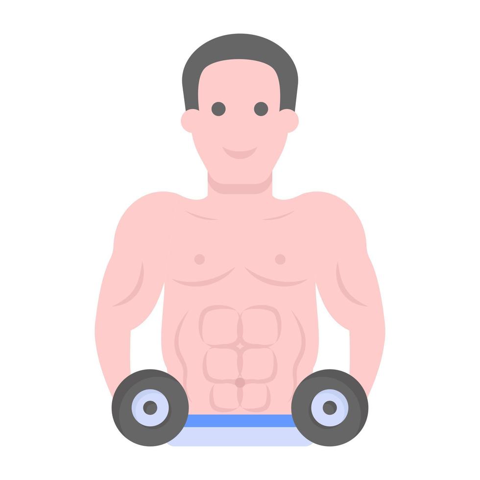 Weight lifting flat vector, bodybuilder holding dumbbells vector