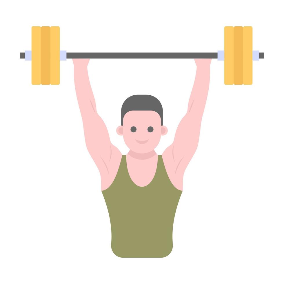 Weight lifting flat vector, bodybuilder holding dumbbells vector