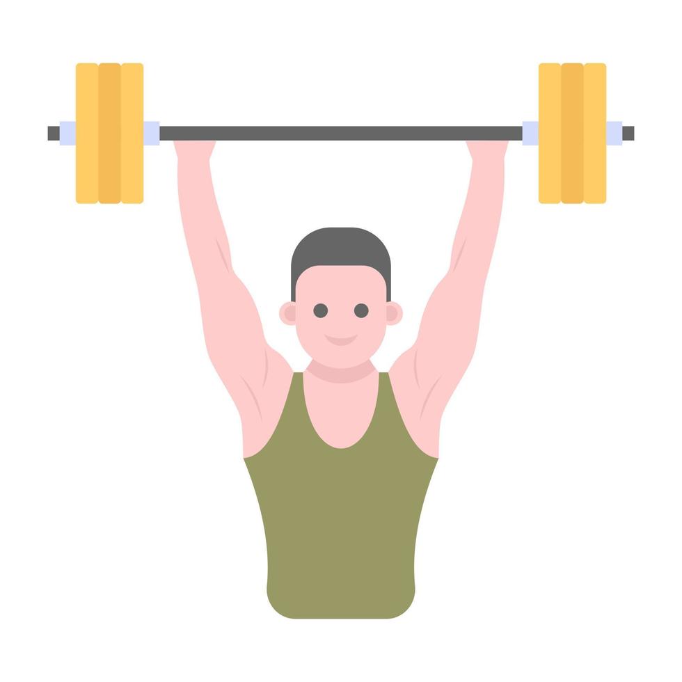 Weight lifting flat vector, bodybuilder holding dumbbells vector