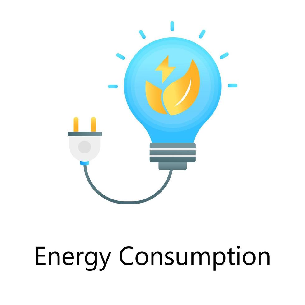 brote dentro de la bombilla que representa el vector de consumo de energía en un estilo de gradiente plano