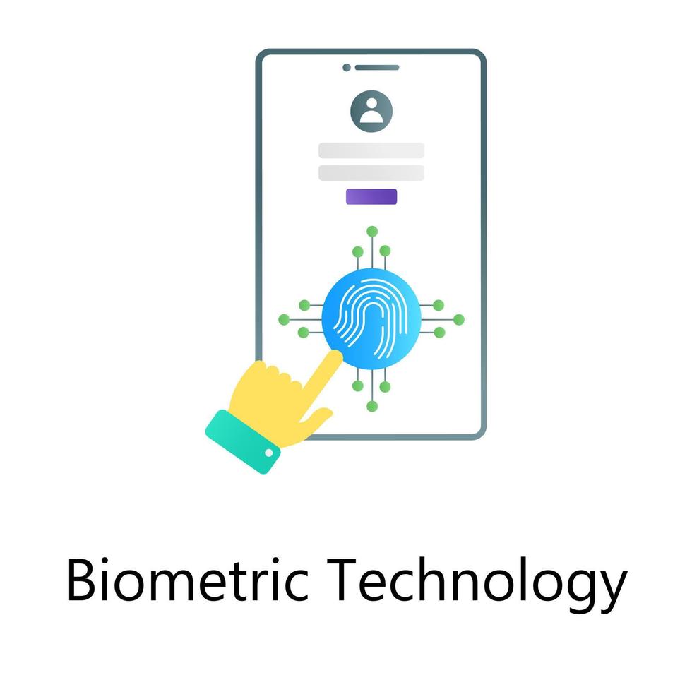 Smart security app, flat gradient vector of biometric technology