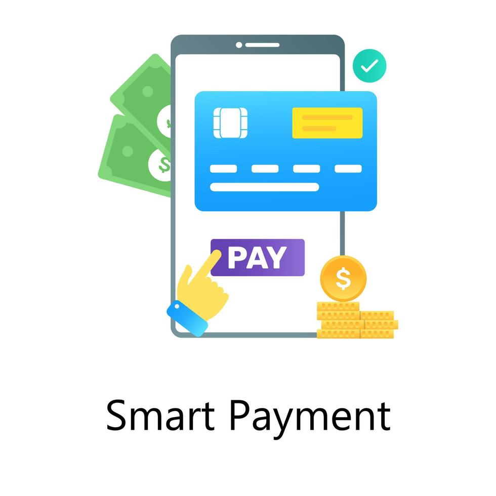 Smart payment vector in editable design, mobile dollar transfer,