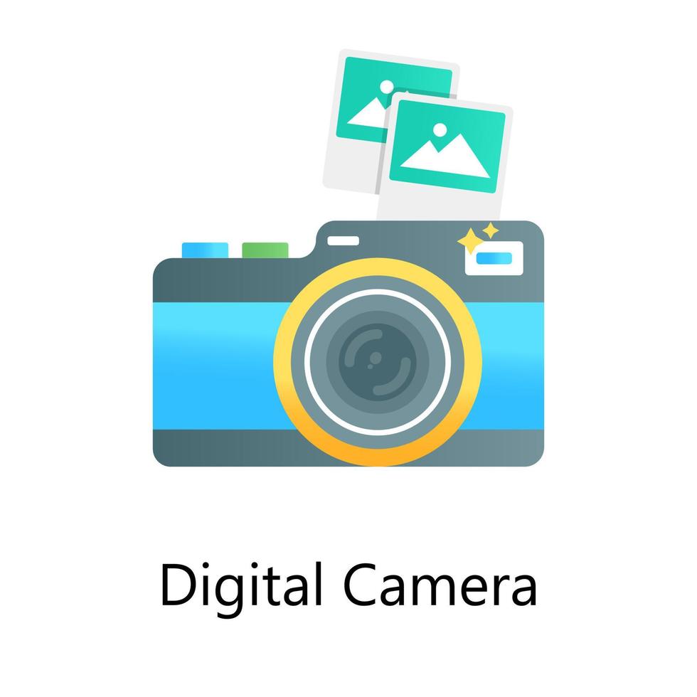 Digital camera flat gradient vector showing, view capturing device
