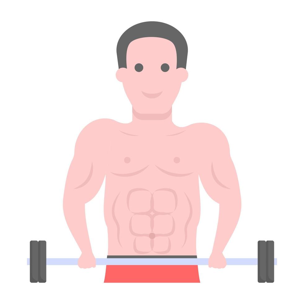 Powerlifting flat vector showing character with stick