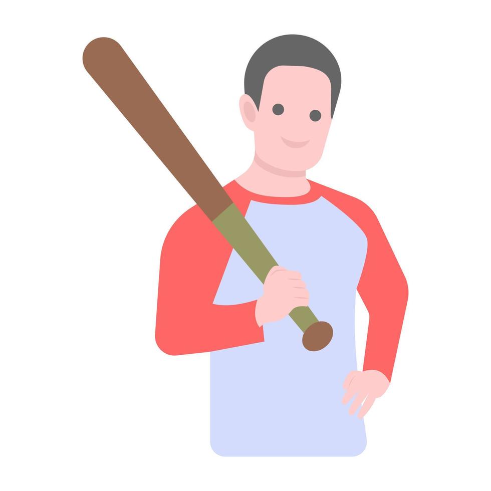 Baseball bat flat vector, sports man vector