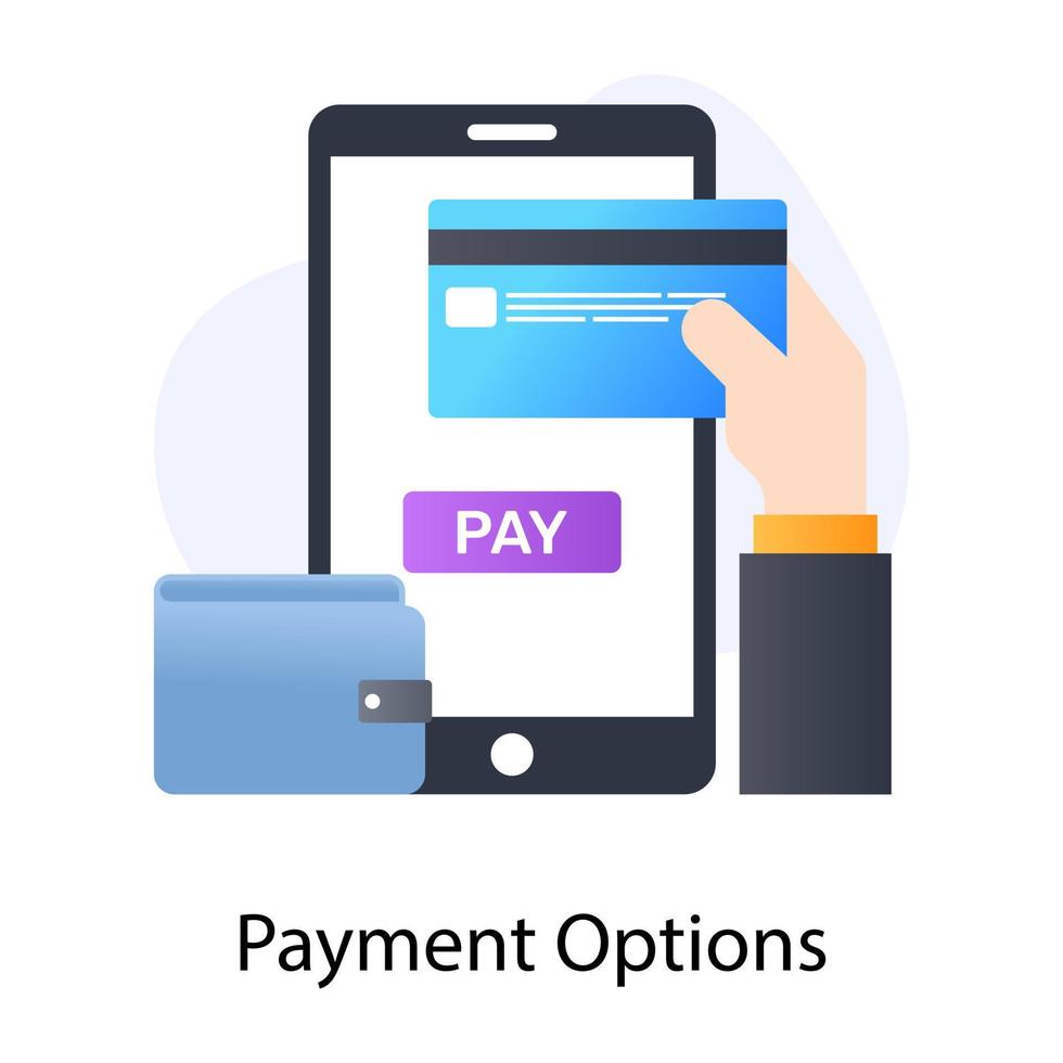 Shopping payment options with card, icon in flat design vector