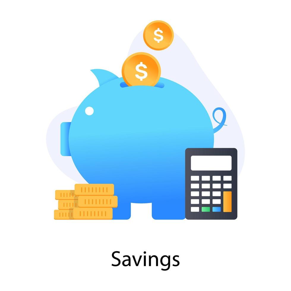 Piggy bank with dollar coins, trendy flat icon of money savings vector