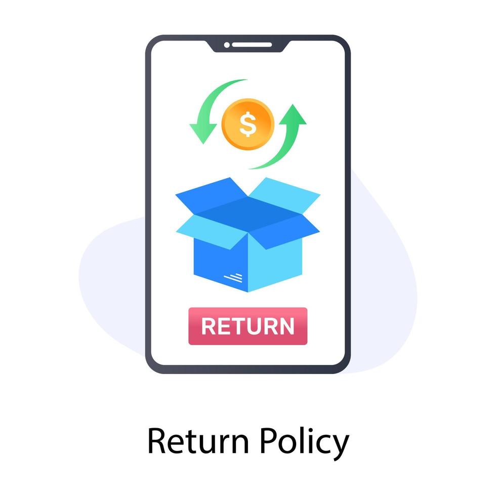 Order return policy vector in flat icon design