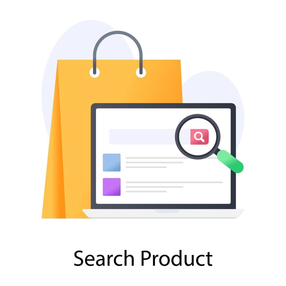 icono plano de diseño de vector de producto de búsqueda