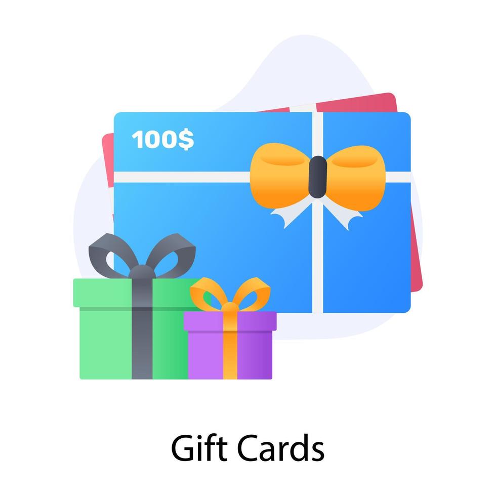 Shopping voucher icon of flat style, gift card vector