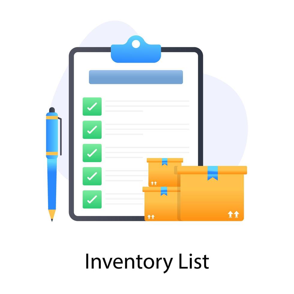 A flat concept icon of inventory list vector