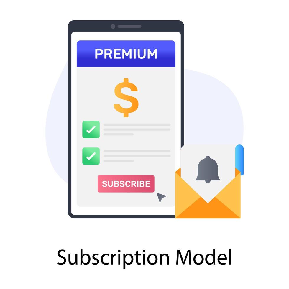 A digital subscription model in flat concept icon vector