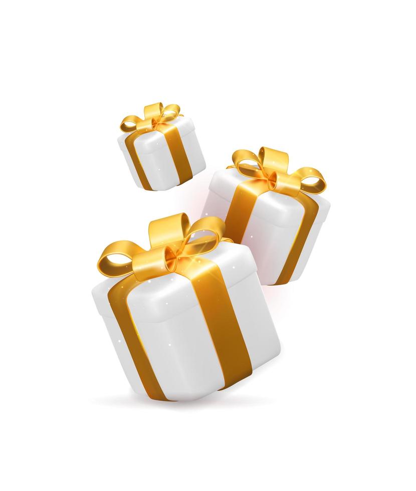 Realistic 3D Gift Box on white Vector Illustration