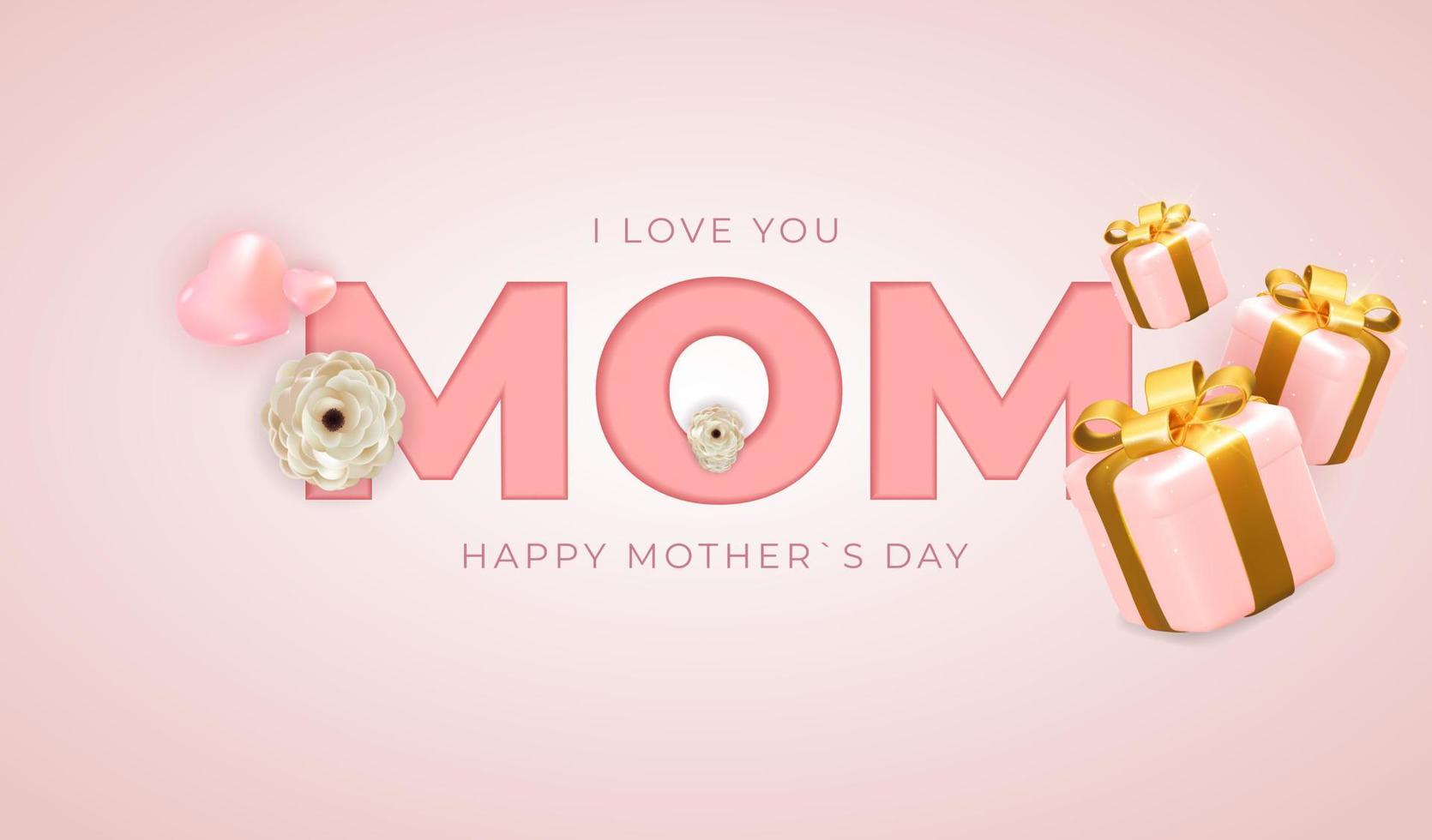 I love you mom. Happy Mother Day holiday background. Vector Illustration