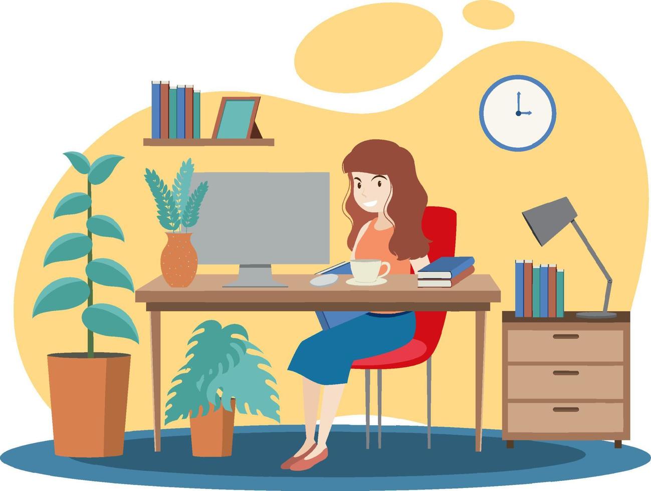 Work at home concept in flat design vector